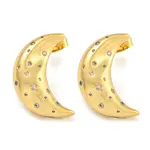 Brass Micro Pave Clear Cubic Zirconia Stud Earrings