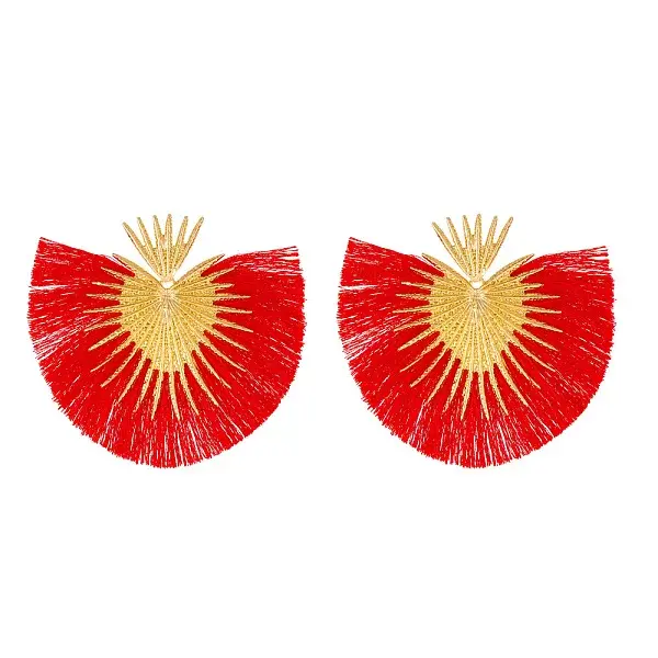 Fan Tassel Geometric Alloy Stud Earrings