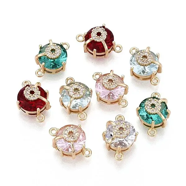 Brass Pave Cubic Zirconia Half Round Connector Charms