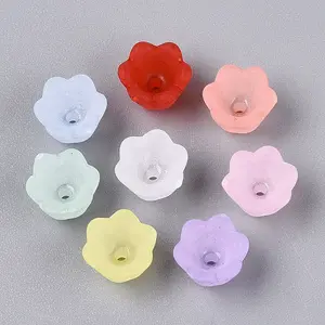 Frosted Transparent Acrylic Flower Bead Caps