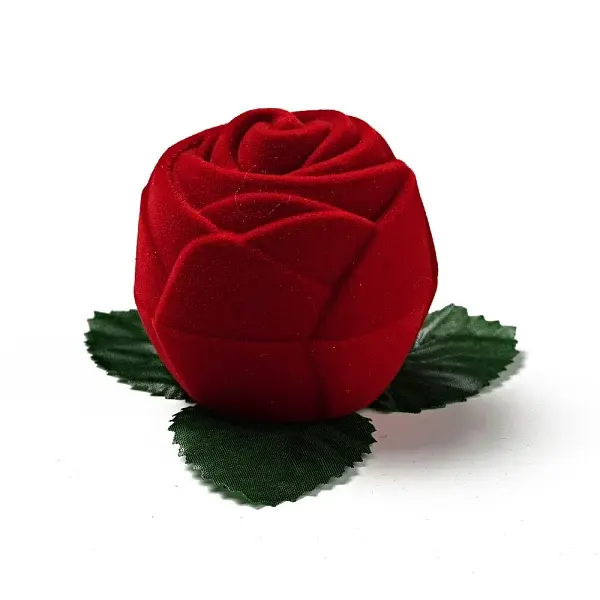 Flocking Plastic Rose Finger Ring Boxes