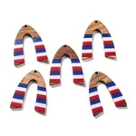 Independence Day Opaque Striped Resin & Walnut Wood Pendants