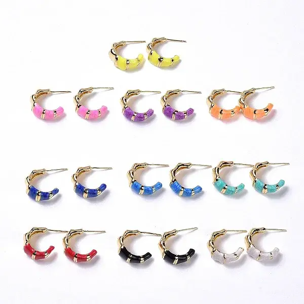 Brass Enamel Stud Earrings
