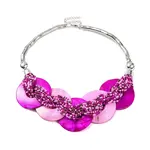 Spray Painted Disc Freshwater Shell & Acrylic Beaed Bib Necklaces