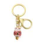 Fortune Cat Porcelain Pendant Keychain