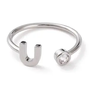 Brass Micro Pave Clear Cubic Zirconia Cuff Rings