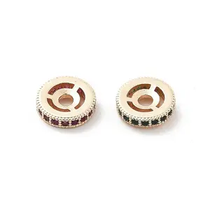 Brass Micro Pave Cubic Zirconia Beads