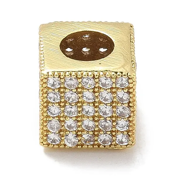 Rack Plating Brass Micro Pave Cubic Zirconia Beads