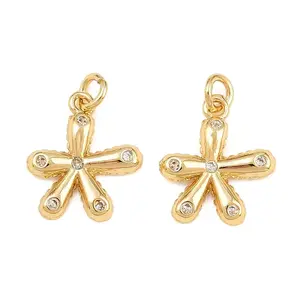 Brass Micro Pave Clear Cubic Zirconia Charms
