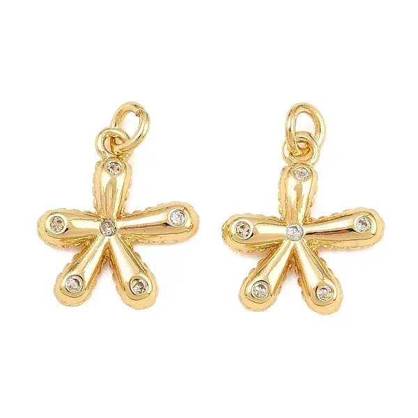 Brass Micro Pave Clear Cubic Zirconia Charms