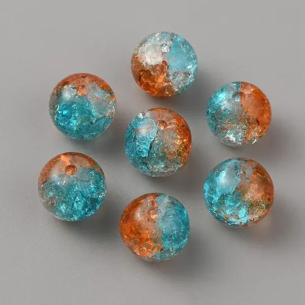 Two Tone Transparent Crackle Glass Beads