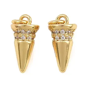 Brass Micro Pave Clear Cubic Zirconia Charms