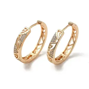 Brass Micro Pave Cubic Zirconia Hoop Earrings for Women