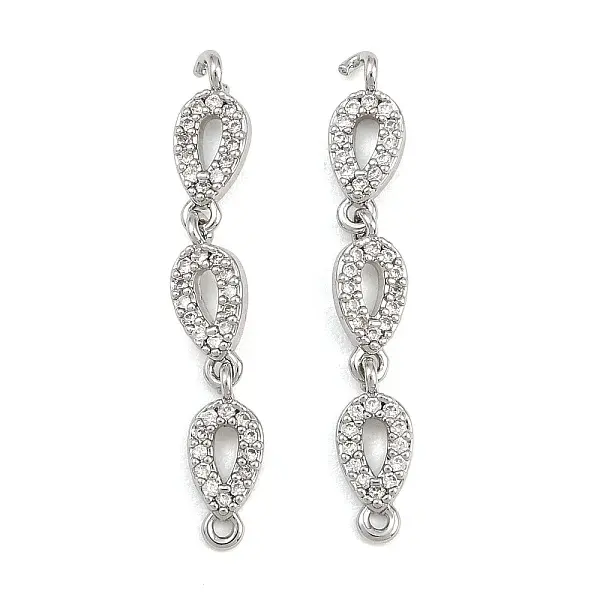 Brass Micro Pave Clear Cubic Zirconia Connector Charms