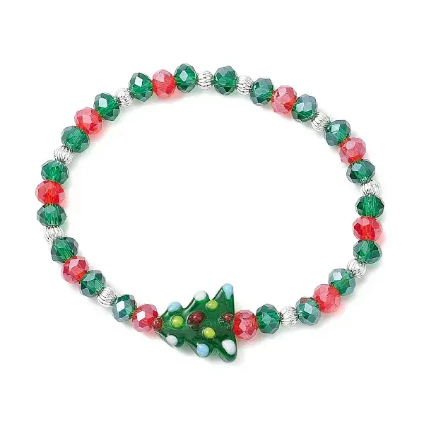 Christmas Tree Glass Beaded Stretch Bracelets