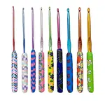 9Pcs Printed Aluminum Diverse Size Crochet Hooks Set