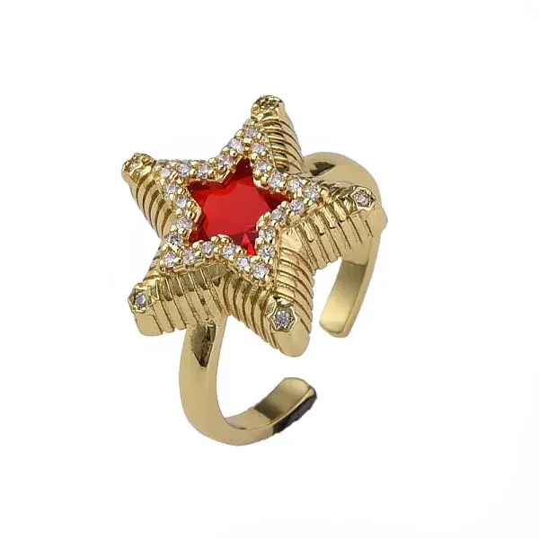Cubic Zirconia Star Open Cuff Ring