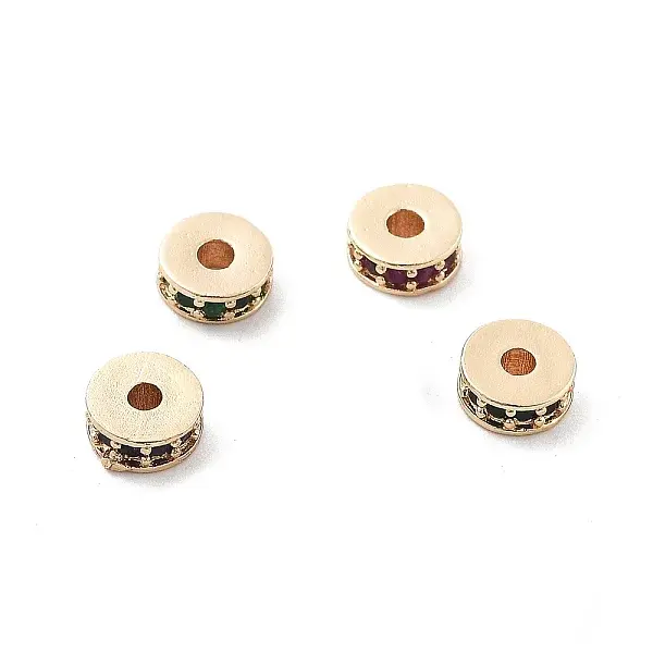 Brass Micro Pave Cubic Zirconia Beads