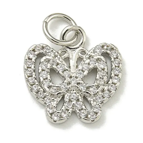 Rack Plating Brass Micro Pave Cubic Zirconia Charms