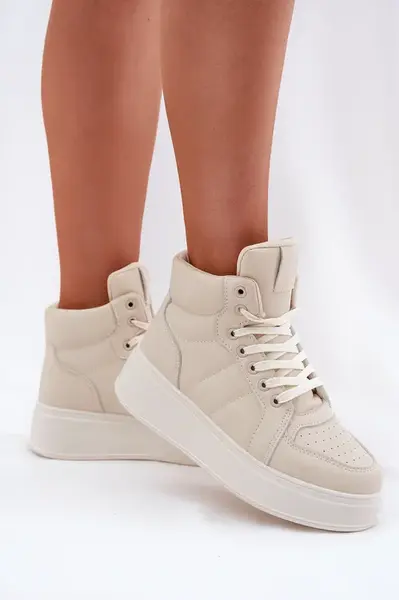 EVENTO Vysoké dámské sneakers na platformě béžové Tillive