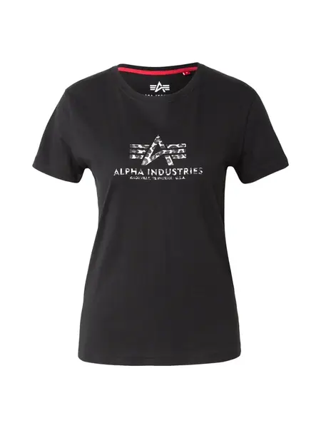 ALPHA INDUSTRIES Tričko 'Mirror'  sivá / čierna / biela