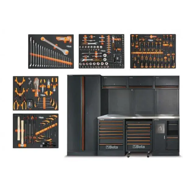 Sestava dílenského nábytku C45PRO 2X, 268 ks nářadí - Beta Tools