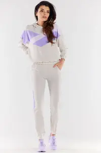 Awama Woman's Sweatshirt A497 Beige/Violet