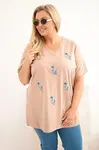 Plus size blúzka s pierkami, camel