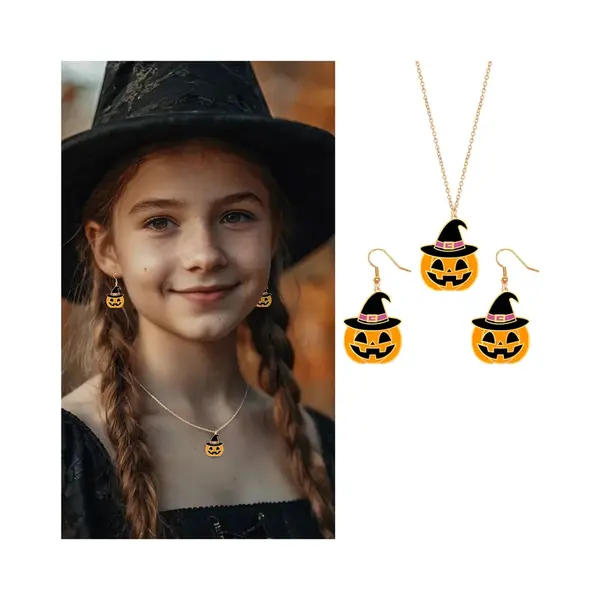 Detské náušnice a náhrdelník - tekvice ALBI