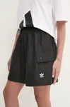 Kraťasy adidas Originals Essential dámské, černá barva, hladké, high waist, JD1514