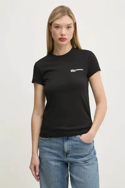 Bavlněné tričko Karl Lagerfeld Jeans černá barva, A1W17004