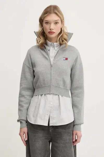 Svetr s příměsí vlny Tommy Jeans šedá barva, DW0DW19886