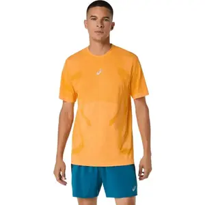 ASICS ROAD SEAMLESS SS TOP Pánské běžecké triko, oranžová, velikost