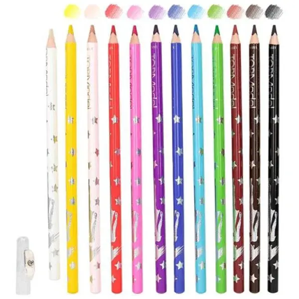 Top Model Sada pastelek s ořezávátkem, 12 pastelek a ořezávátko