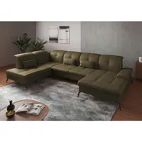 Sit & More SEDACÍ SOUPRAVA, textil, kůže, olivově zelená