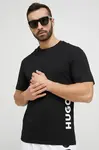 Plážové tričko HUGO T-SHIRT RN RELAXED černá barva, s potiskem, 50493727