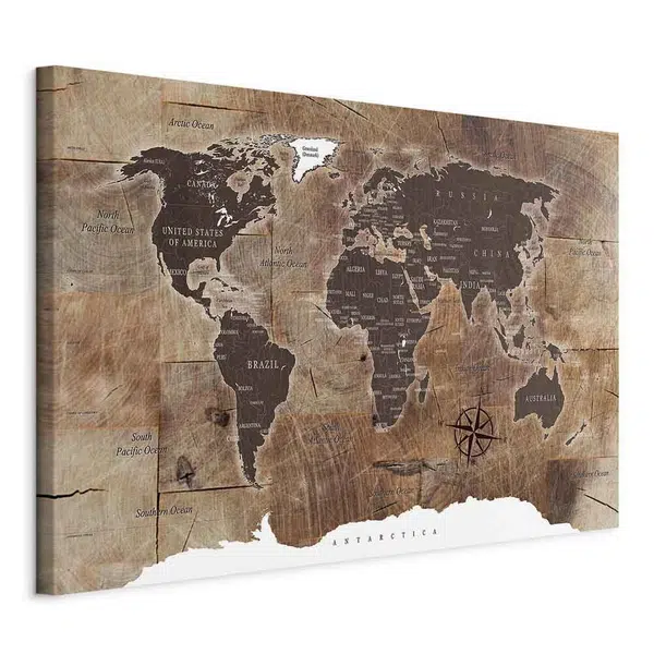 artgeist MALBA NA PLÁTNĚ, mapa světa, 90/60/1,2 cm