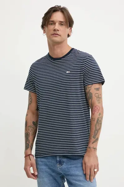 Bavlněné tričko Tommy Jeans tmavomodrá barva, DM0DM20377