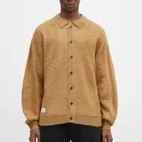 Kardigan Butter Goods Mohair Button Up Knitted Shirt pánský, zelená barva, BG243400