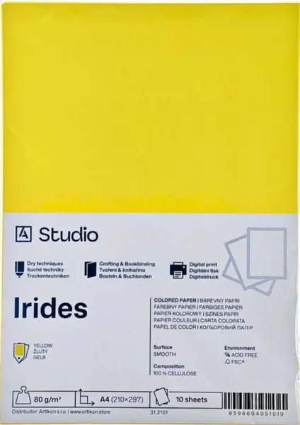 Barevný papír A4 80g Irides – žlutý 10 listů