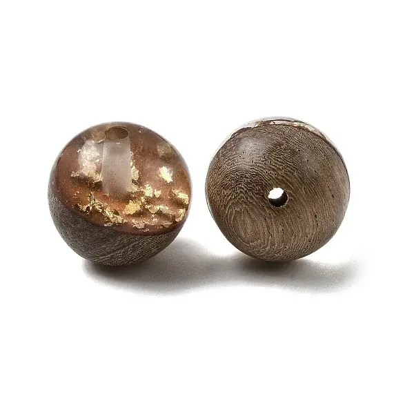 Walnut Wood with Resin Gold Foil Beads