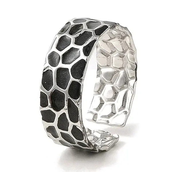 304 Stainless Steel Enamel Open Cuff Rings for Women