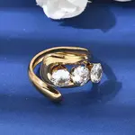 304 Stainless Steel Micro Pave Cubic Zirconia Open Cuff Rings for Women