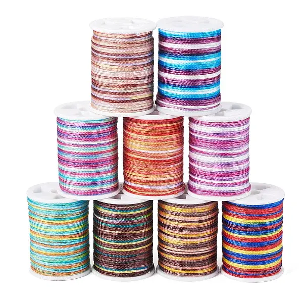 9 Rolls 9 Colors Segment Dyed Polyester Thread