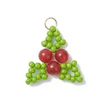 Christmas Glass Seed Beaded Holly Pendants