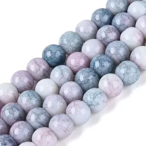 Ombre Effect Opaque Crackle Glass Beads Strands