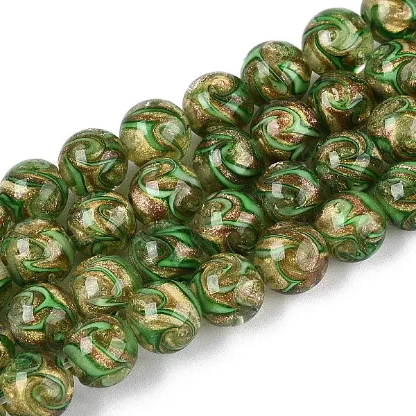 Handmade Gold Sand Lampwork Beads Strands