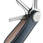 Klíčenka Orbitkey Leather Navy with Tan Stitching