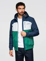 Ombre Lightweight colorful men's sports jacket with fleece - green and navy blue