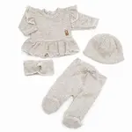 Kazum Pletená ažurková sada, tunika, polodupačky, čepička + čelenka, Vel. 56